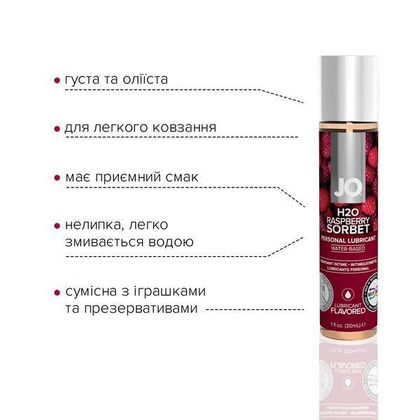 Змазка на водній основі System JO H2O &mdash; Raspberry Sorbet (30 мл) SO1468 фото