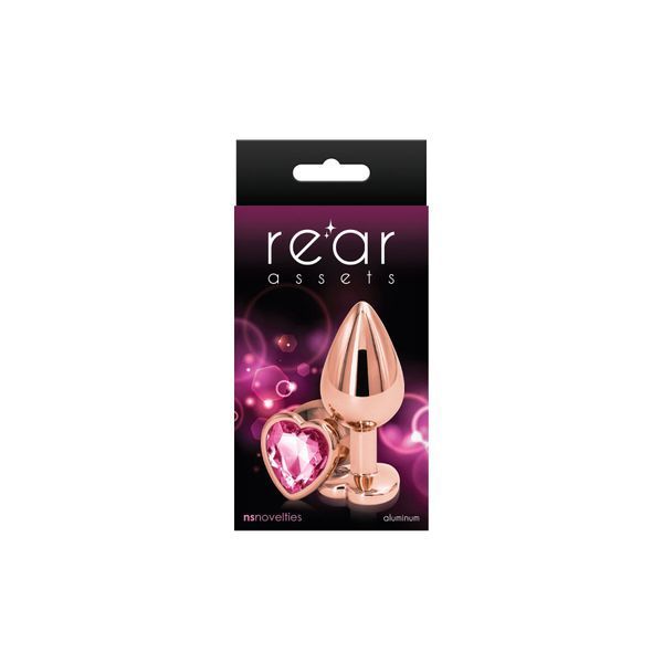 Анальна пробка NS Novelties Rear Assets - Rose Gold Heart - Medium - Pink SX4370 фото