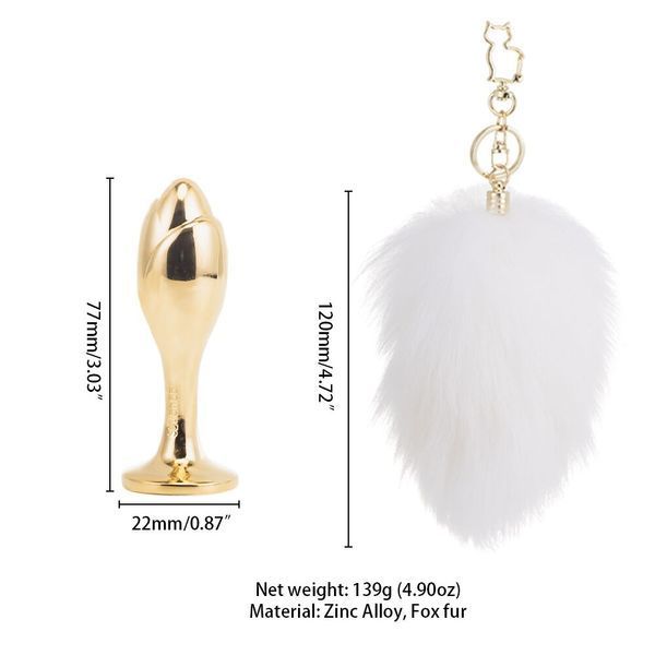 Металева анальна пробка Кролячий хвост LOCKINK SEVANDA White Bunny-Tail Anal Rose-shape Plug SX0867 фото