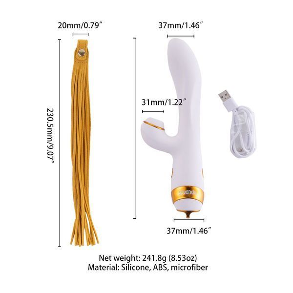 Вібратор-кролик з флогером LOCKINK SEVANDA Whip Vibrating Massage Wand - White & Golden SX0904 фото