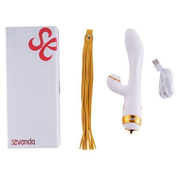 Вібратор-кролик з флогером LOCKINK SEVANDA Whip Vibrating Massage Wand - White & Golden SX0904 фото