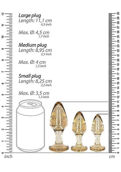 Набір анальних пробок - Ouch! Acrylic Golden Glitter Butt Plug Set 60360544162 фото