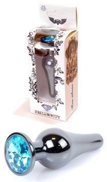 Анальний пробка Boss Series - Jewellery Dark Silver BUTT PLUG Light Blue, BS6400058 BS6400058 фото