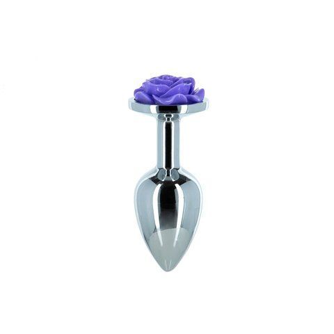 Металева анальна пробка Lux Active з трояндою - Rose Anal Plug - Purple SO5573 фото