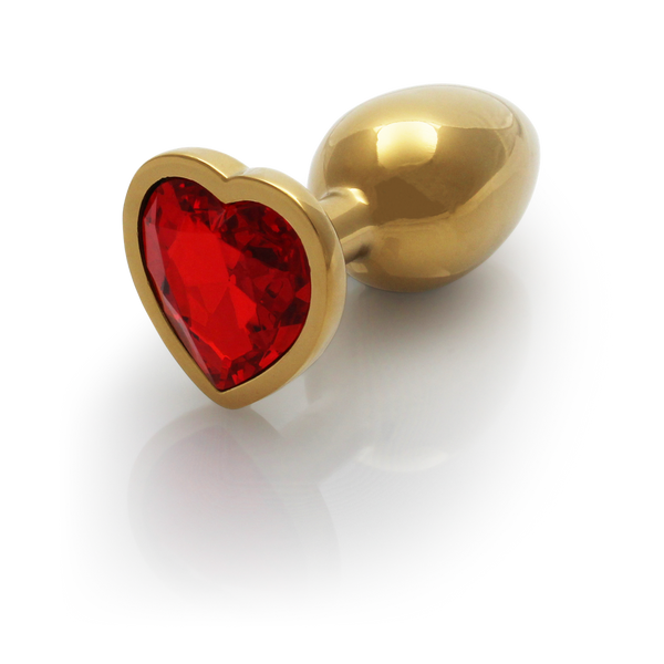 Анальна пробка - Ouch! Metal Butt Plug Small Gold/Ruby Red 60360492920 фото