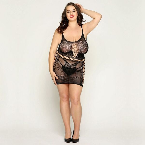 Сітчаста сукня з метеликами JSY &laquo;Сексапільна Емілі&raquo; Plus Size, Black, імітація шнурівки, мереживо SO8369 фото