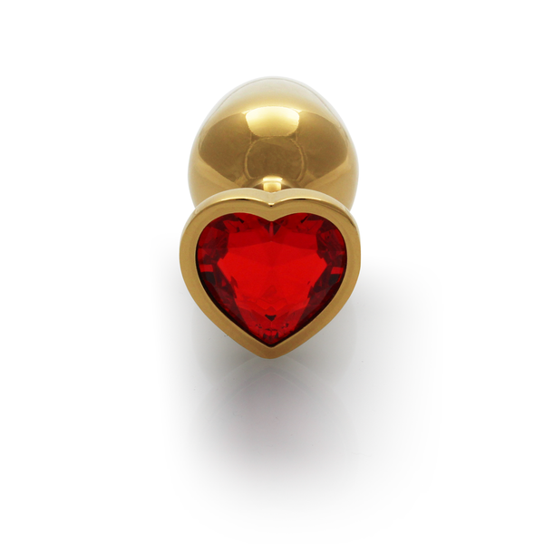 Анальна пробка - Ouch! Metal Butt Plug Small Gold/Ruby Red 60360492920 фото