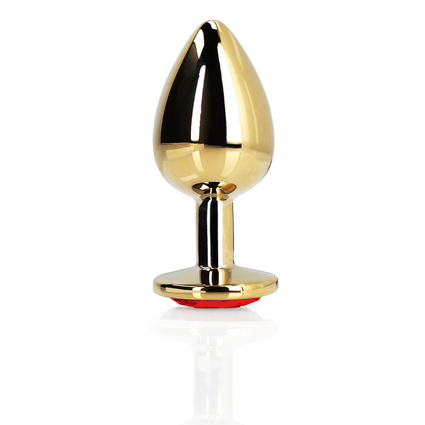 Анальна пробка - Ouch! Metal Butt Plug Small Gold/Ruby Red 60360492920 фото