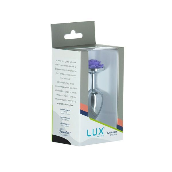 Металева анальна пробка Lux Active з трояндою - Rose Anal Plug - Purple SO5573 фото
