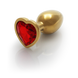 Анальна пробка - Ouch! Metal Butt Plug Small Gold/Ruby Red 60360492920 фото 2