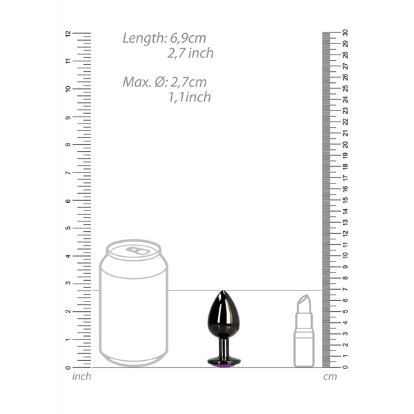 Анальна пробка - Ouch! Metal Butt Plug Small Gunmetal/Amethyst Purple 60360493347 фото