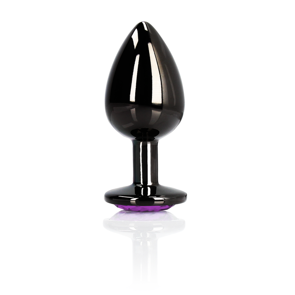 Анальна пробка - Ouch! Metal Butt Plug Small Gunmetal/Amethyst Purple 60360493347 фото
