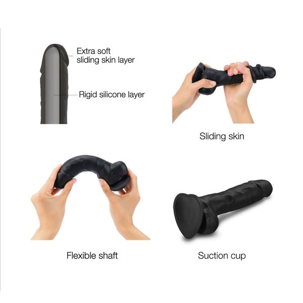 Реалістичний фалоімітатор Strap-On-Me Sliding Skin Realistic Dildo Black - XXL SO6259 фото