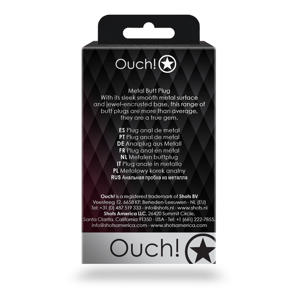 Анальна пробка - Ouch! Metal Butt Plug Small Silver/Rubellite Pink 60360533654 фото