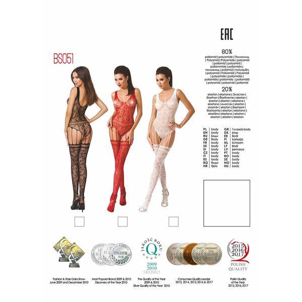 Бодістокінг Passion BS051 white, комбінезон, імітація панчох і боді PBS051W фото