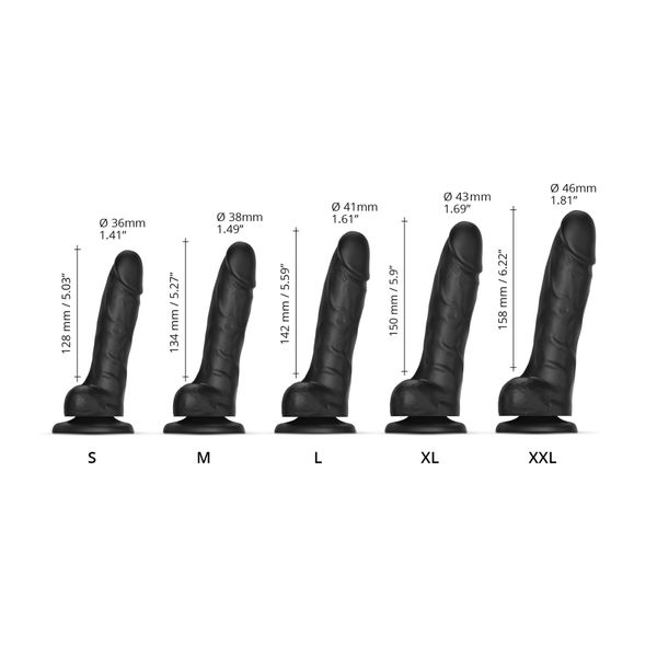 Реалістичний фалоімітатор Strap-On-Me Sliding Skin Realistic Dildo Black - XXL SO6259 фото