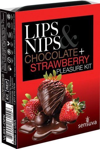 Подарунковий набір Sensuva Lips & Nips (chocolate strawberry) SX2597 фото