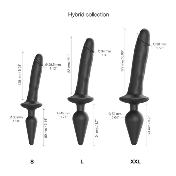 Анальна пробка з дилдо 2в1 Strap-On-Me SWITCH PLUG-IN REALISTIC DILDO Black L SO6828 фото