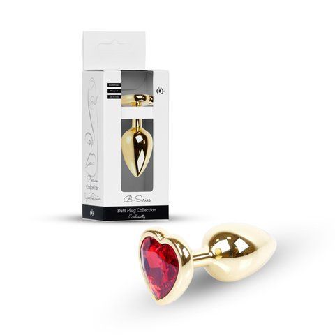 Анальна пробка - Jewellery Gold Heart Plug Red 62530064-00037 фото