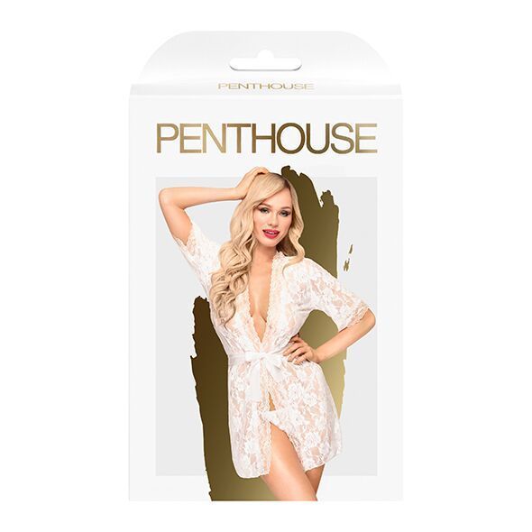 Комплект пеньюар, трусики з доступом та бралет Penthouse - Hypnotic Power White XL SO5272 фото