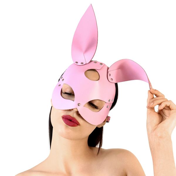 Шкіряна маска Зайчика Art of Sex - Bunny mask, колір Рожевий SO9647 фото