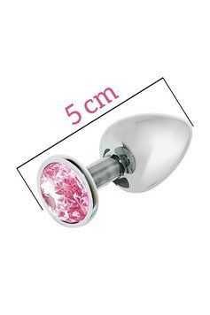 Металева анальна пробка з рожевим кристалом MAI Attraction Toys №72 SO4634 фото