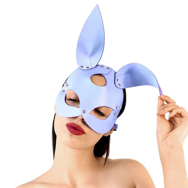 Шкіряна маска Зайчика Art of Sex - Bunny mask, колір Лавандовий SO9648 фото