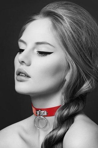 Чокер з кільцем для повідця Bijoux Pour Toi - FETISH Red SO1880 фото