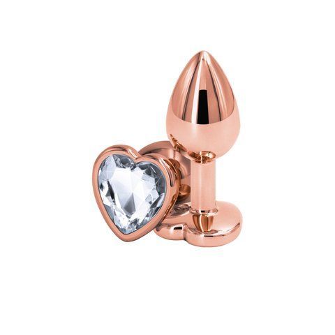 Анальна пробка NS Novelties Rear Assets - Rose Gold Heart - Small - Clear SX4367 фото