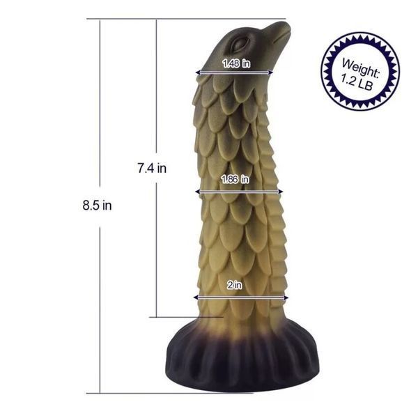 Фалоімітатор для секс-машин Hismith 8.5&Prime; Squama Beast Silicone Dildo Monster Series, KlicLok SO9967 фото