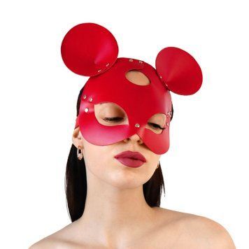 Шкіряна маска зайчика Art of Sex - Mouse Mask, колір Червоний SO9650 фото