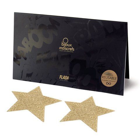 Пестис - Bijoux Indiscrets - Flash Star Gold, наклейки на соски SO2340 фото