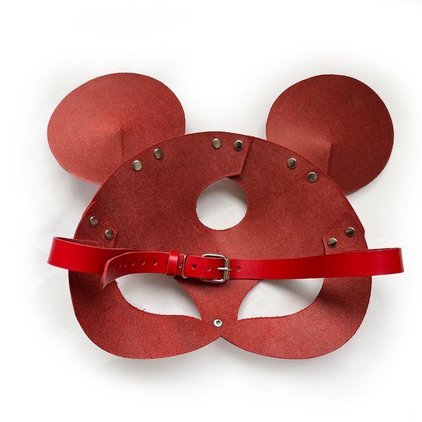 Шкіряна маска зайчика Art of Sex - Mouse Mask, колір Червоний SO9650 фото