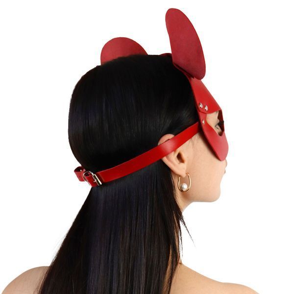 Шкіряна маска зайчика Art of Sex - Mouse Mask, колір Червоний SO9650 фото