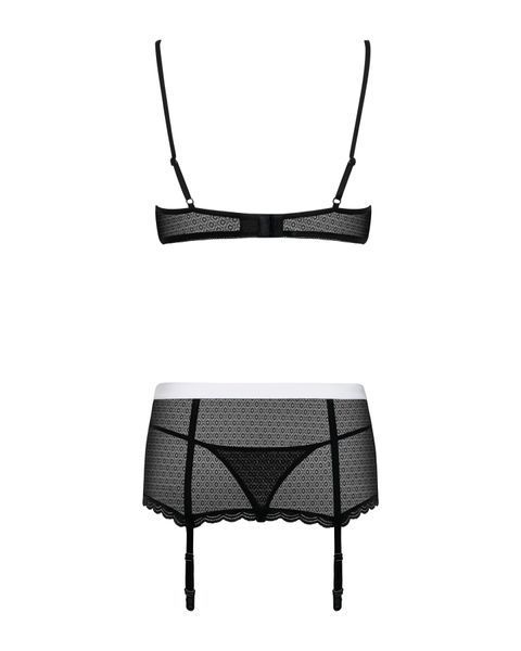Еротичний костюм покоївки Obsessive Maidme set 5pcs L/XL, бюстгальтер, пояс з фартухом, панчохи, стр SO7291 фото