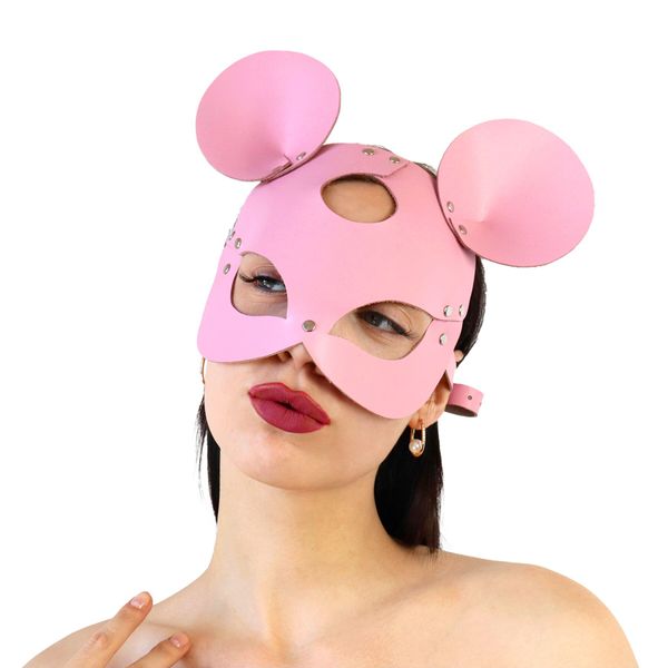 Шкіряна маска зайчика Art of Sex - Mouse Mask, колір Рожевий SO9652 фото