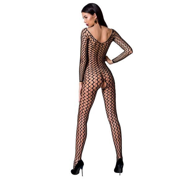 Бодістокінг Passion BS068 black, комбінезон, велика сітка, довгий рукав PBS068B фото