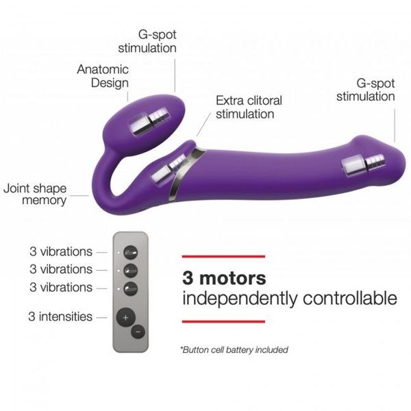 Безремінний страпон з вібрацією Strap-On-Me Vibrating Violet M SO3825 фото