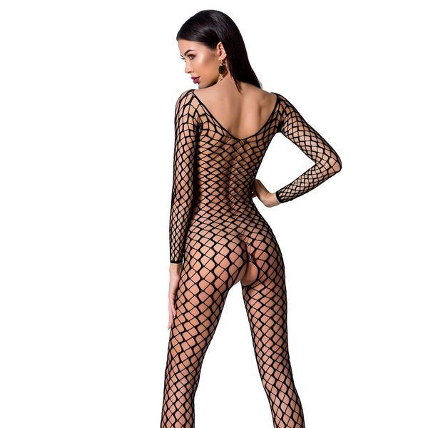 Бодістокінг Passion BS068 black, комбінезон, велика сітка, довгий рукав PBS068B фото