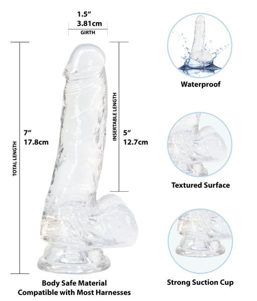Фалоімітатор ADDICTION &mdash; Clear Dildo with Balls 7&Prime; SO5581 фото