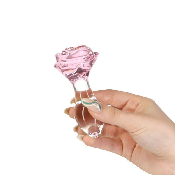 Скляна анальна пробка Pillow Talk Rosy Luxurious Glass Anal Plug SO6834 фото