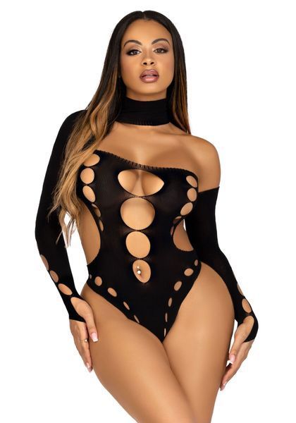 Боді Leg Avenue Seamless thong back bodysuit Black One Size SO9097 фото