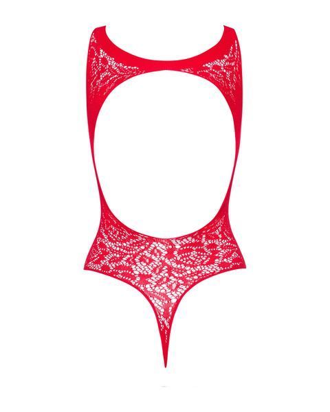 Ажурний бодістокінг із ефектом шнурівки Obsessive B120 teddy red S/M/L SO7208 фото