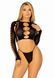 Комплект Leg Avenue Long sleeve crop top & string Black One Size SO9098 фото 1