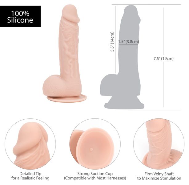 Фалоімітатор ADDICTION — Mark 7,5″ Dildo With Balls, Beige SO5583 фото