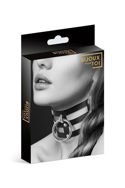 Чокер потрійний з кільцем для повідця Bijoux Pour Toi - FETISH SO1886 фото