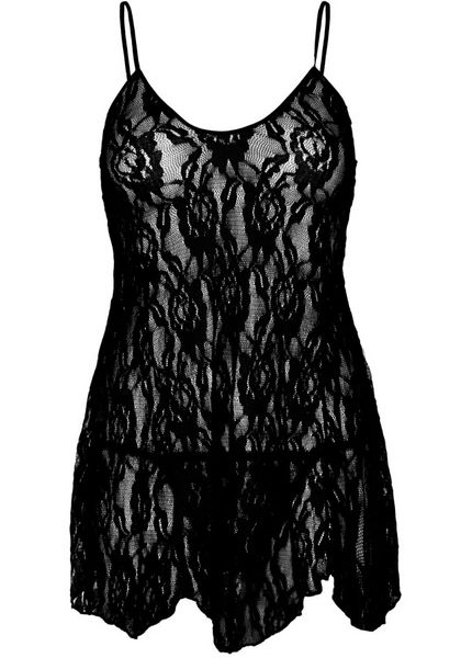 Пеньюар Leg Avenue Rose Lace Flair Chemise Black One Size SO9100 фото