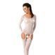 Бодістокінг Passion BS055 white, комбінезон, імітація панчіх і пояса, довгий рукав, закрите плече PBS055W фото 1