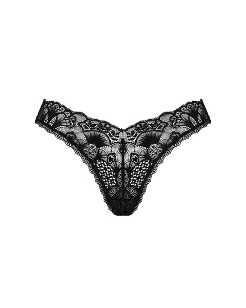 Мереживні стрінги Obsessive Donna Dream thong M/L Black, низька посадка SO8640 фото