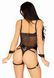 Комплект атласних ременів для бондажу Leg Avenue Satin elastic harness Set, One size, Black SO8558 фото 4